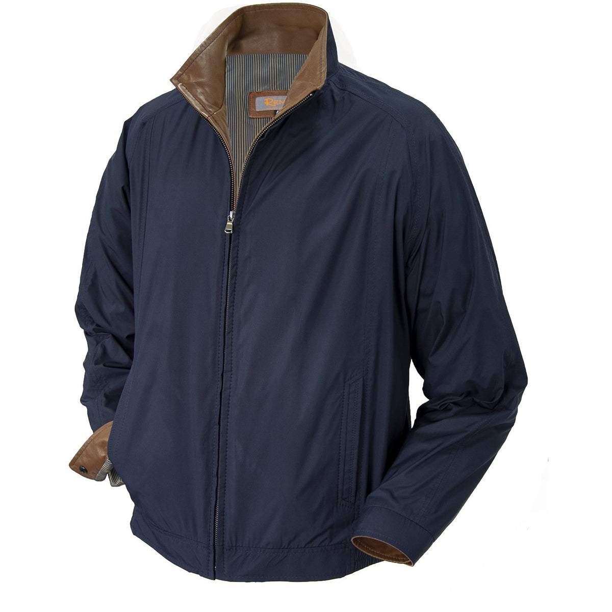 1792 - Mens Microfiber Single Collar Jacket in Royal/Timber – Remy