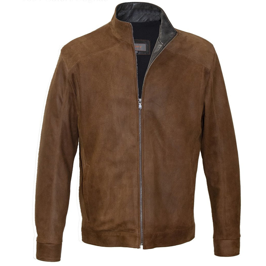 5059 - Mens Classic Style Leather Jacket in Safari/Cognac – Remy Leather