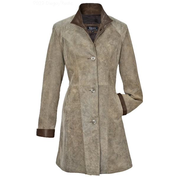 9022 Ladies Leather Swing Coat in Diego Rustic Remy Leather