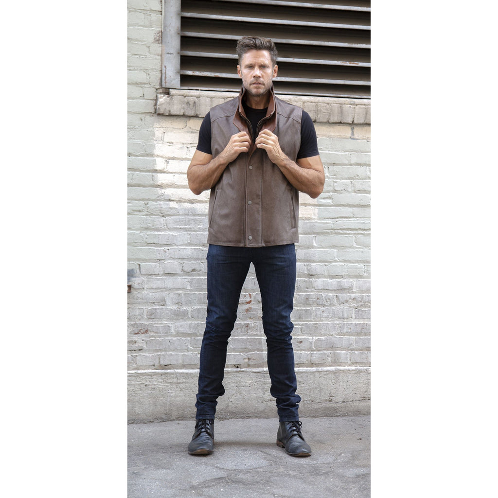 Leather vest clearance with collar